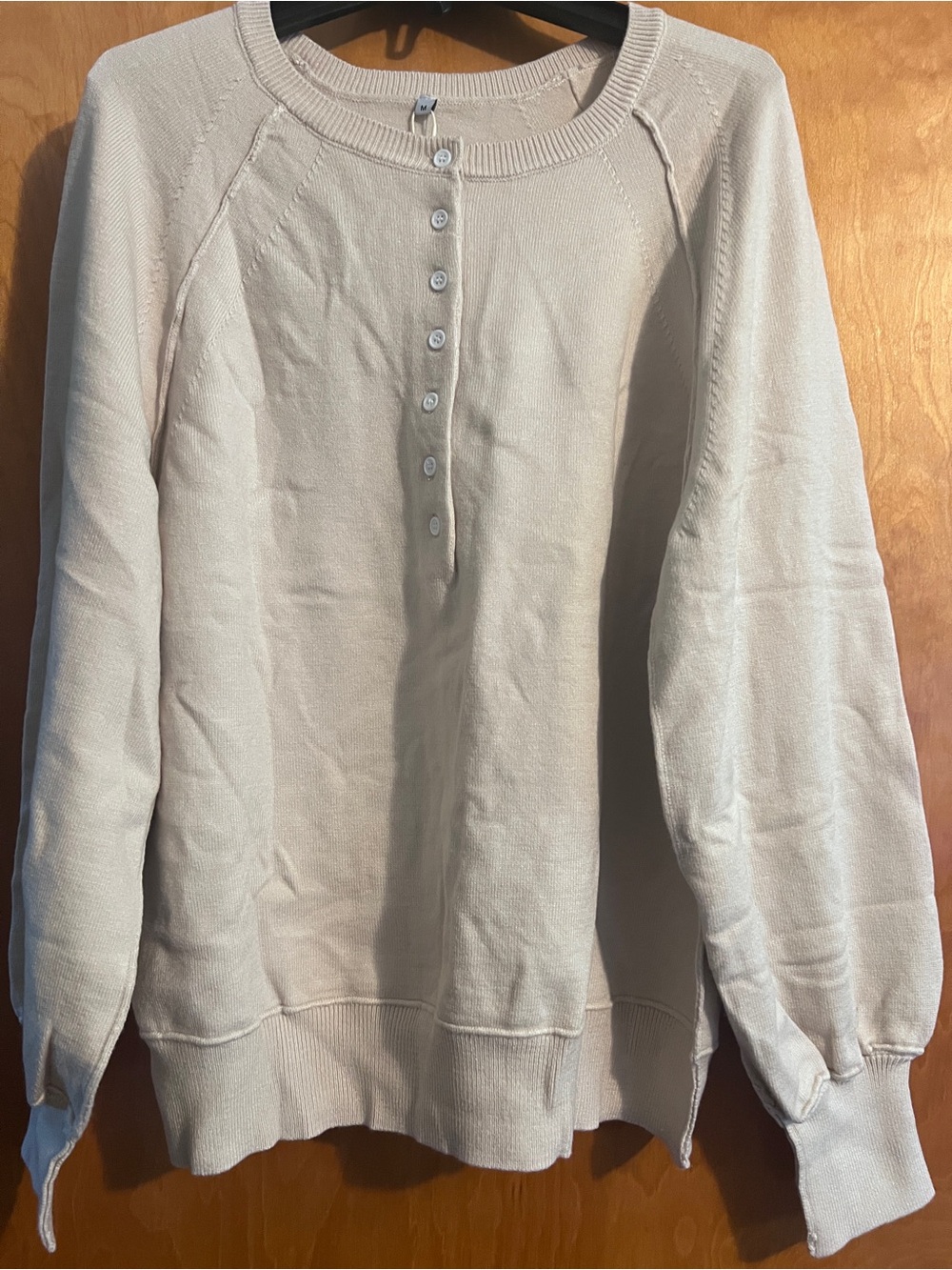 Women's Cream Henley Button Pullover Sweater NWT